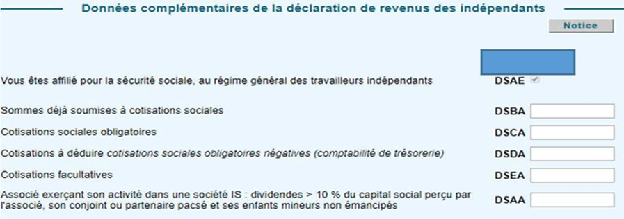 déclaration revenus meublés 2042 c Pro 9 cotisations sociales