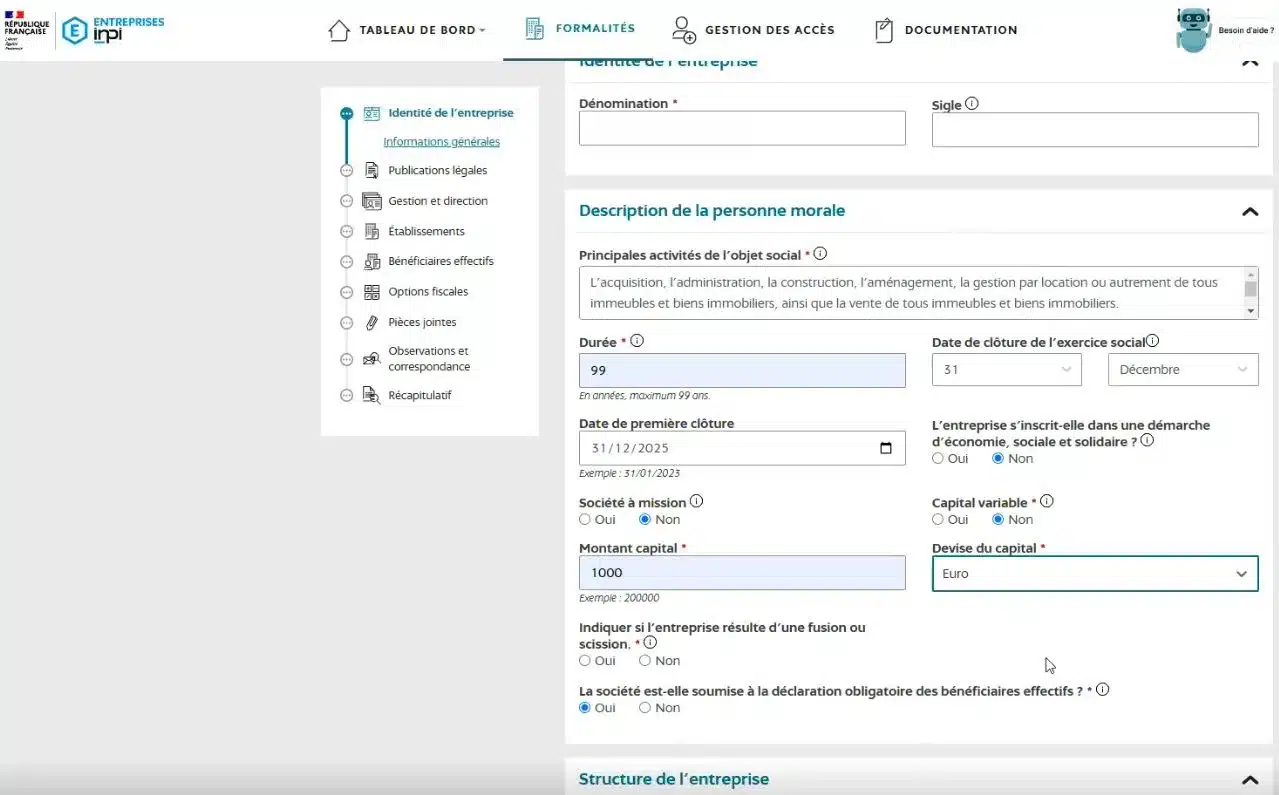 identité sci portail inpi