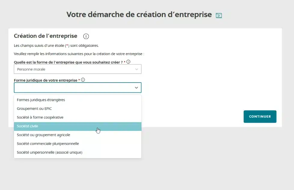 demarche création sci portail inpi
