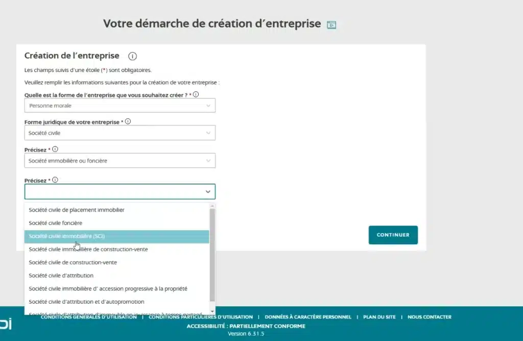 démarche création portail sci inpi