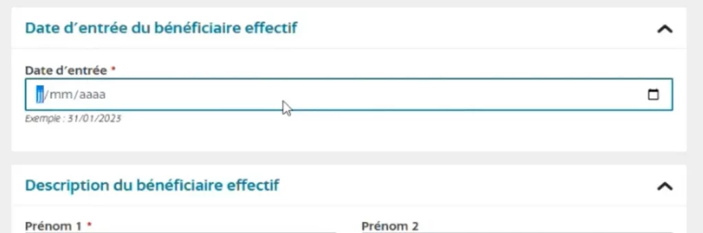 date entrée bénéficiaire effectif sci inpi