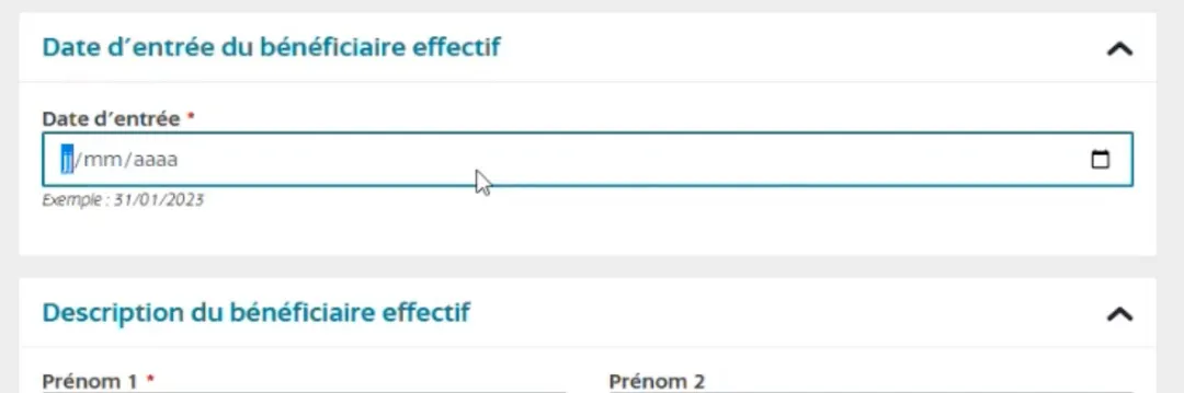 date entrée bénéficiaire effectif sci inpi