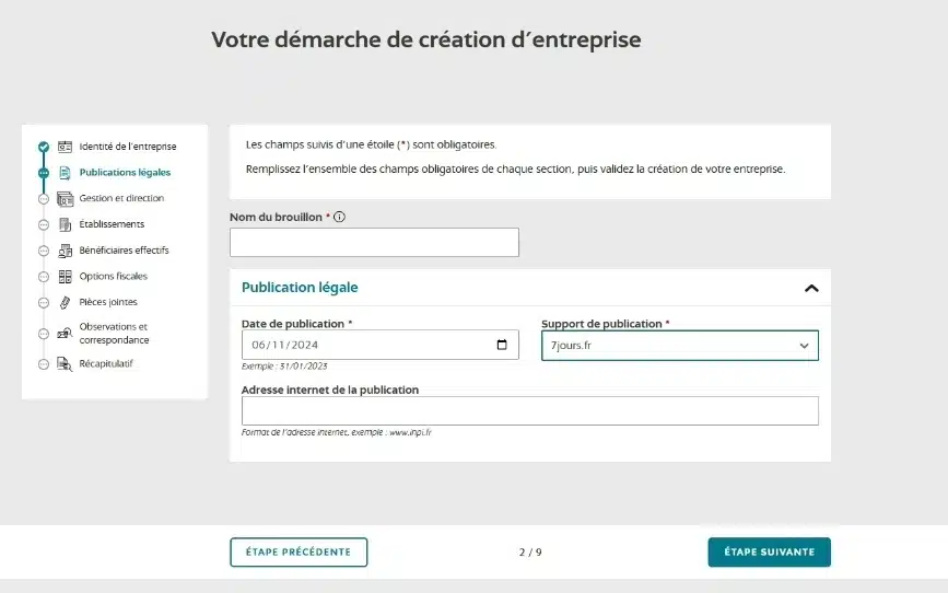 depot annonce legale sci inpi