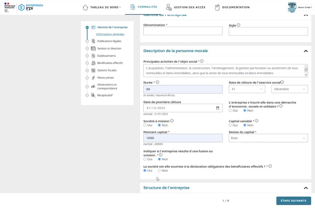 description personne morale sci inpi