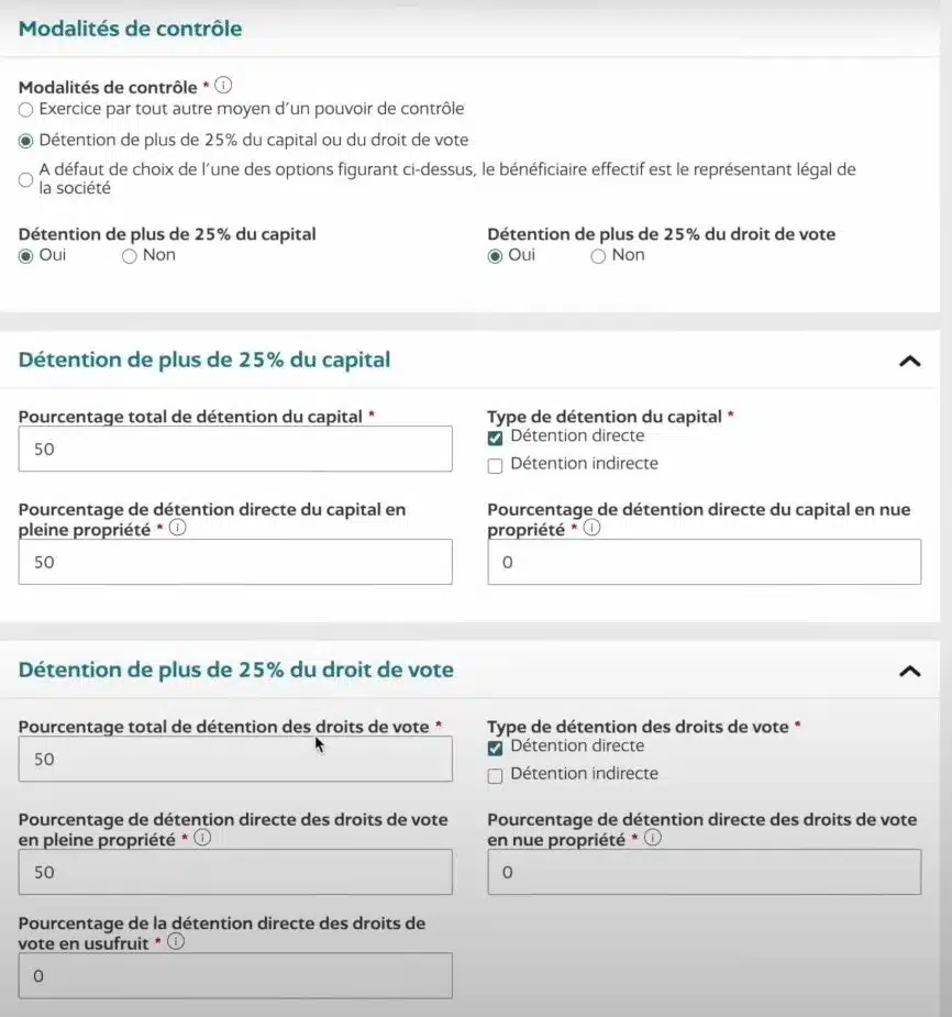 détention capital 50 50 sci