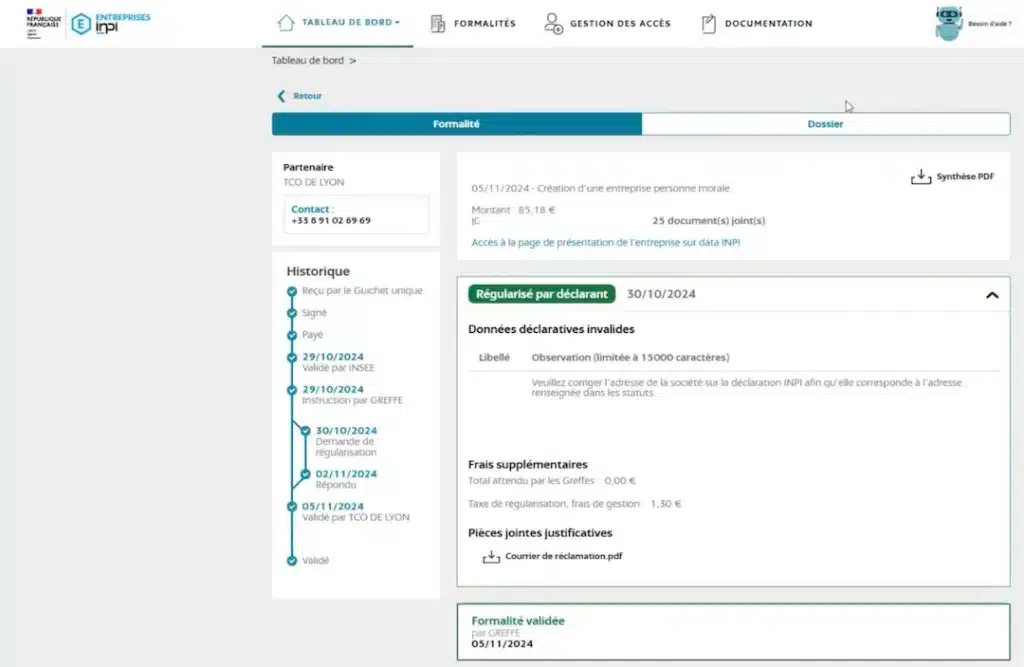 dossier valide sci inpi