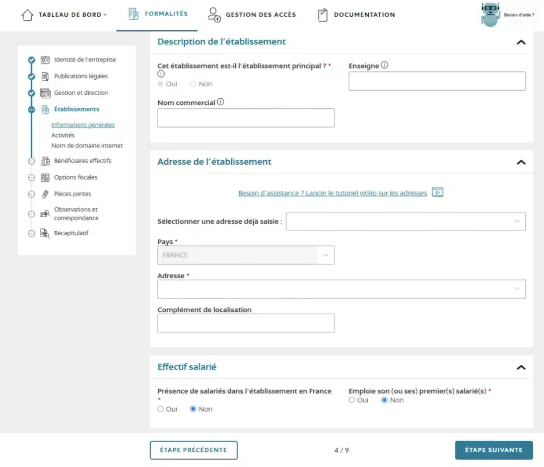établissement sci inpi