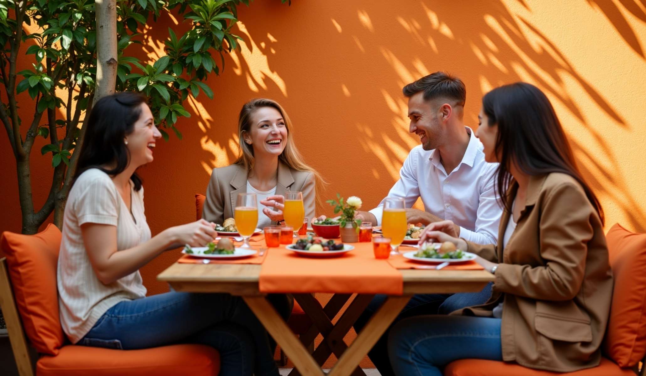 repas locataire dans location meublee exterieur table