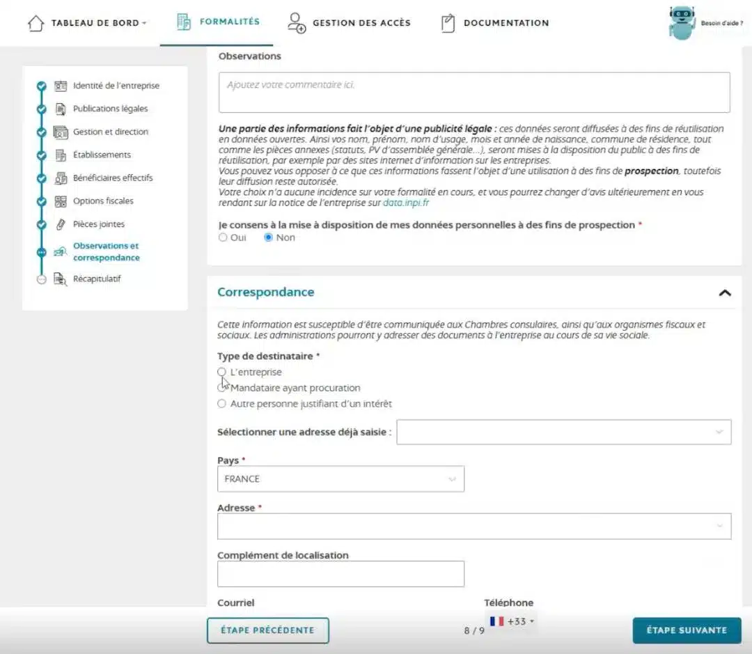 observations correspondance sci inpi