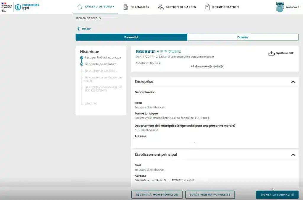 signature création sci inpi